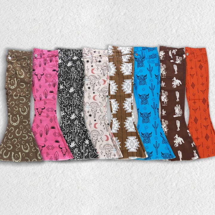 Aier Wholesale - Wholesale Jeans – Kids - Baby Girls Western Elastic Waistband Denim Bell Pants Jeans8