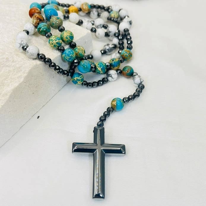 GemMeet - Wholesale Prayer Beads Necklace - Cross Catholic Stone Rosary Necklace 21