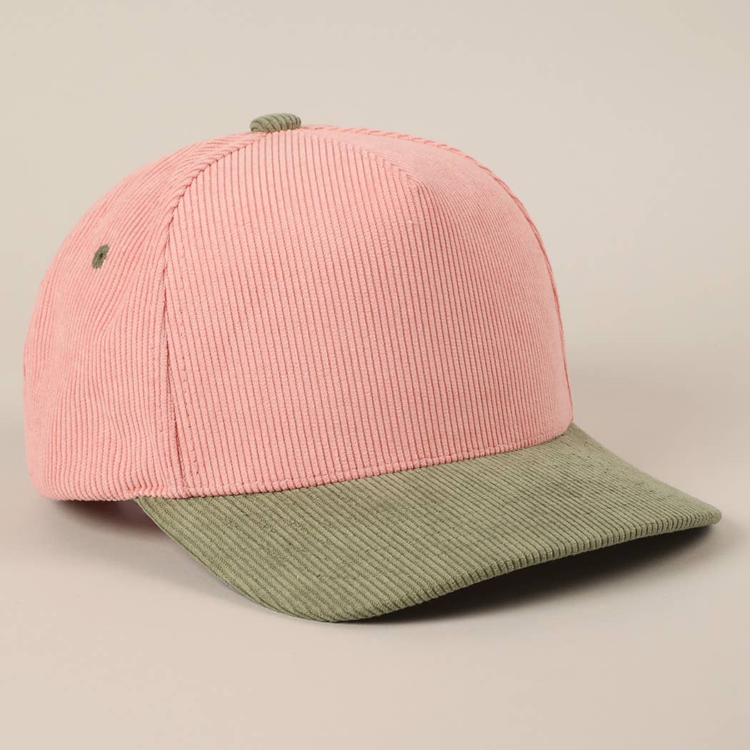 Fashion City - Wholesale Baseball Cap - Unisex - Plain Two Tone Corduroy 5 Panel Trucker Hat37