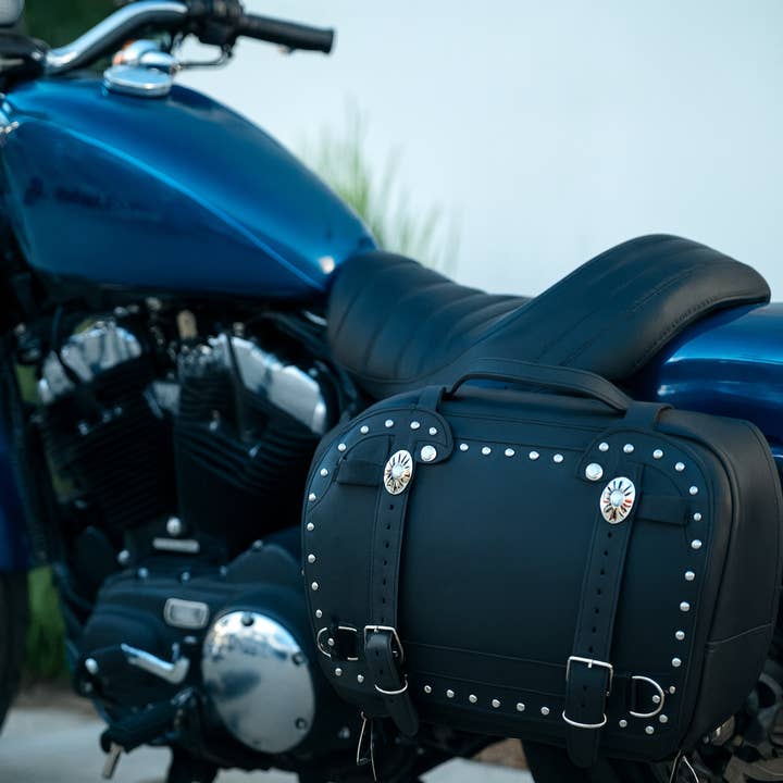 Motorcycle Saddle Bag / Bicycle Saddle Bags - Black Leather for wholesale by Baja Leather