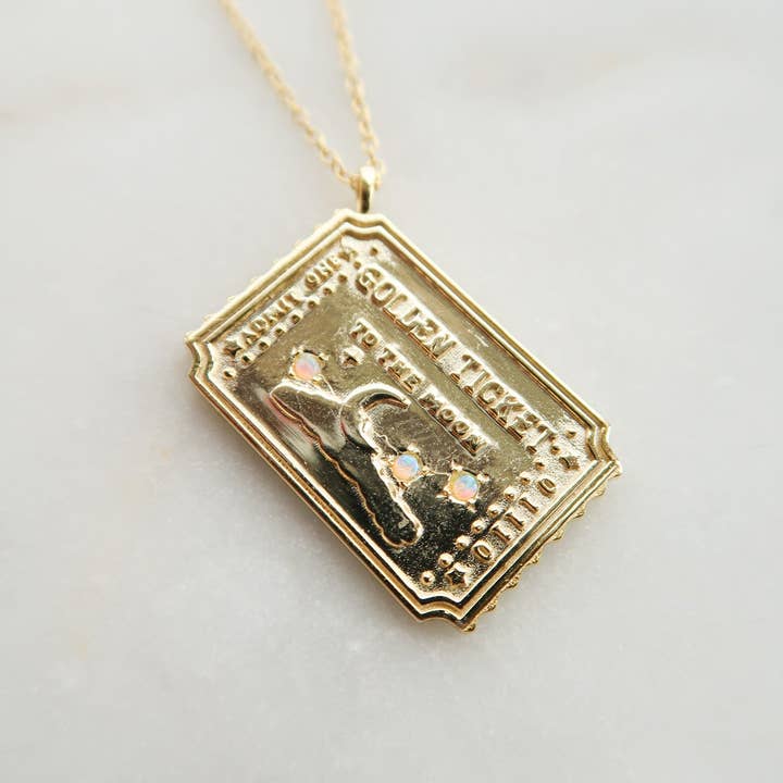 Bittersweet - Wholesale Pendant/Charm Necklace - Golden Ticket to the Moon Necklace2
