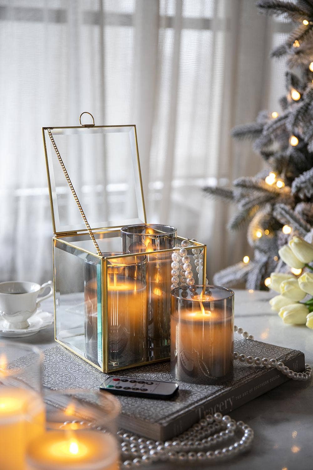 A&B Home Group Inc. – Engroshandel Flammeløst stearinlys – S/3 Realistiske flammeeffekt LED vokslys med fjernbetjening - Røgfarvet4