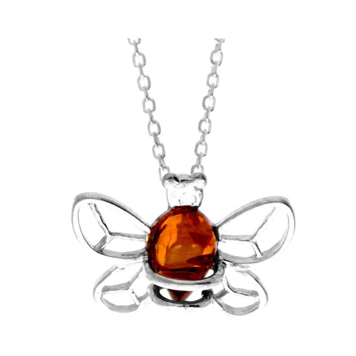 925 Sterling Silver & Äkta Baltic Amber Cute Bee hänge 666 för wholesale av SilverAmber Jewellery