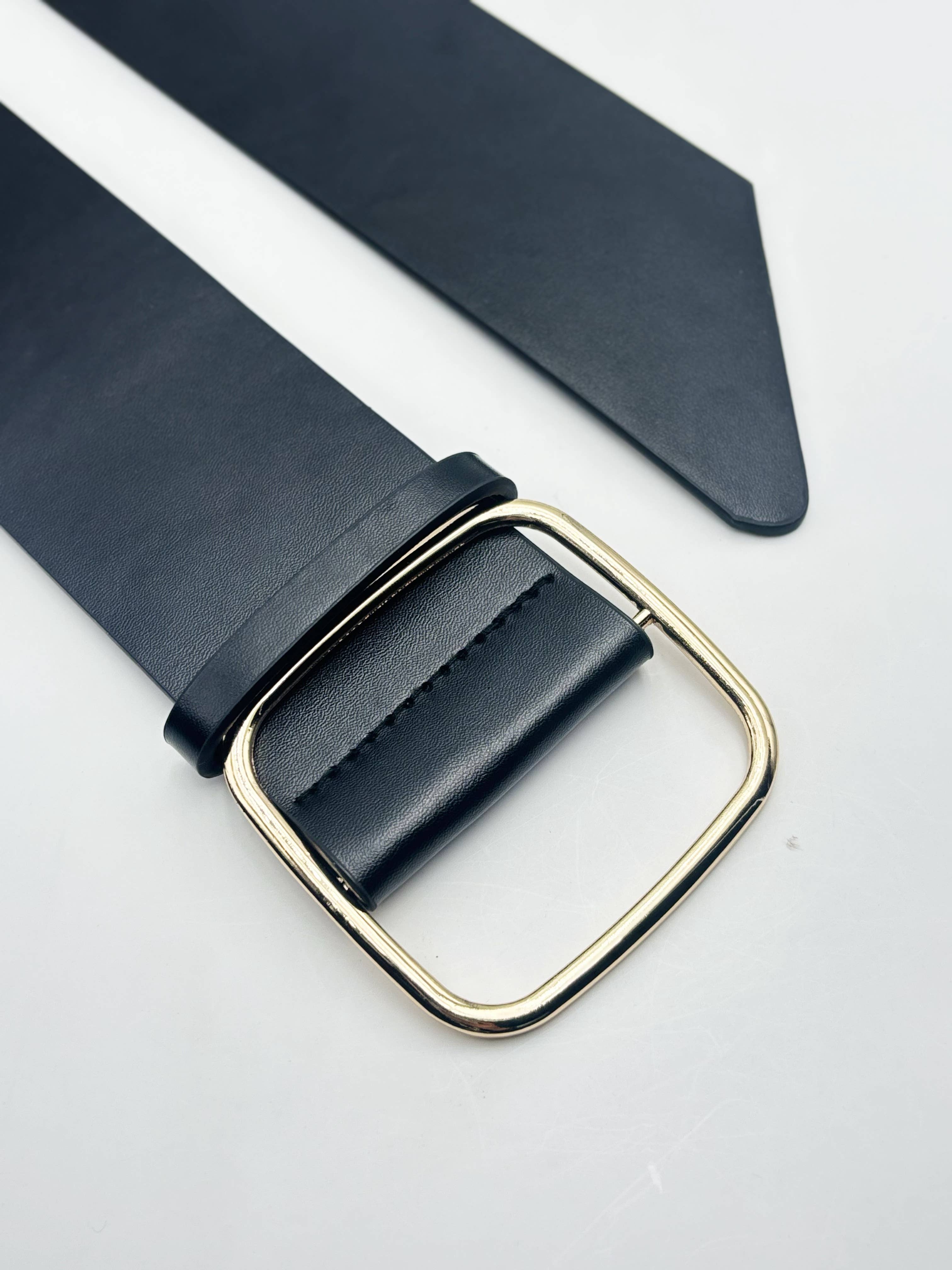 Black Wide faux leather belt CT31 for wholesale on Faire5