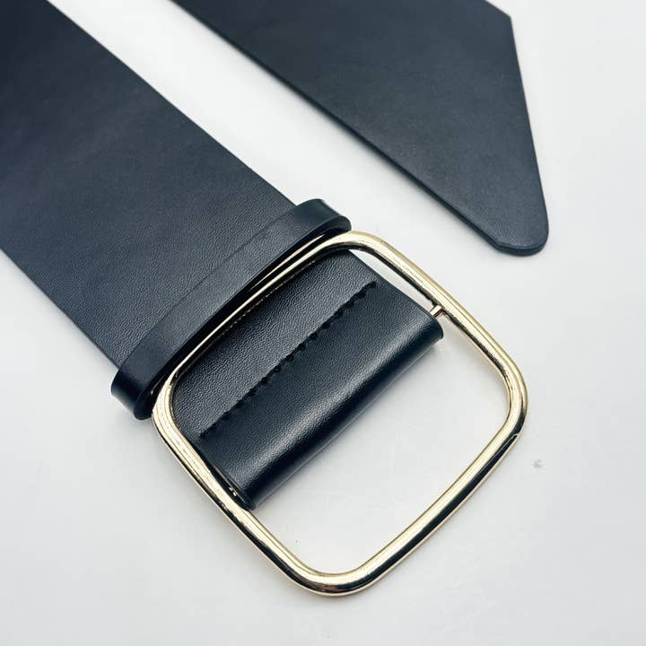 Black Wide faux leather belt CT31 for wholesale on Faire5