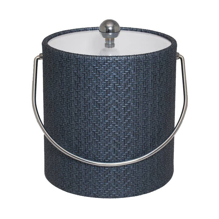 Blue Metallic Wicker 3 qt. Ice Bucket for wholesale by MR. ICE BUCKET, LLC.