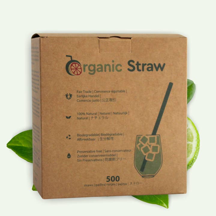 Organic Straw - Venta al por mayor Pajitas para beber - PAJITA 100% VEGETAL DE UN SOLO USO - 16 CM - 500 PAJITAS