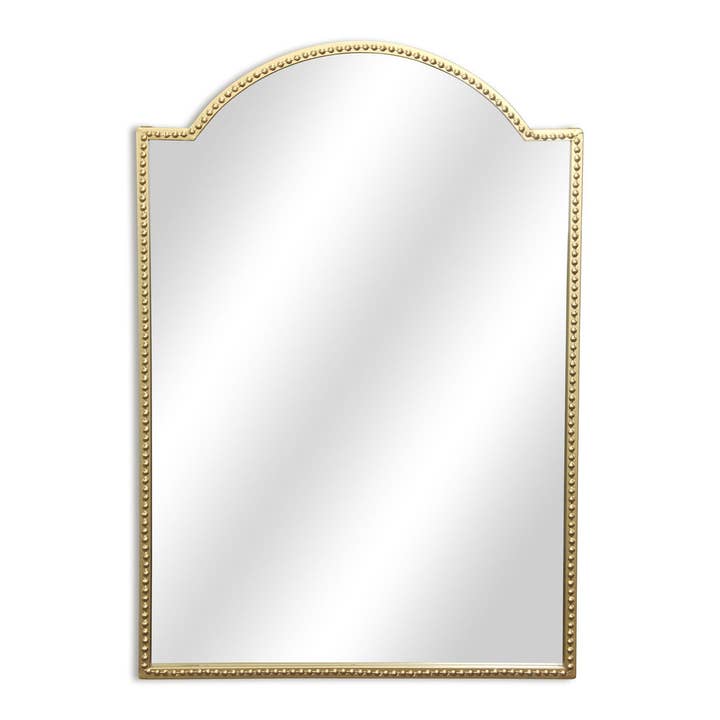 32" Gold Metal Beaded Arch Accent Mirror for wholesale by HomeRoots