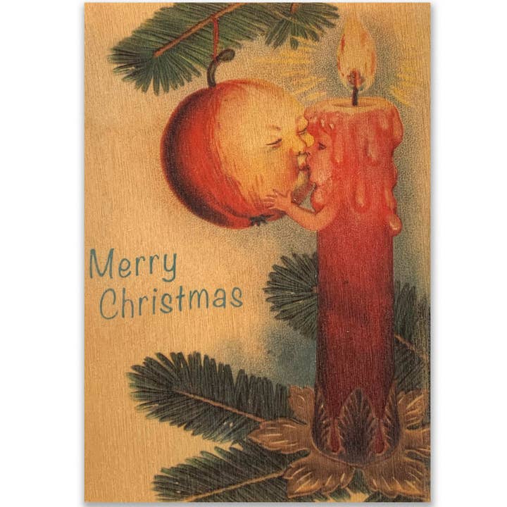 Wood Folding Card - Smooch Christmas for wholesale by Spitfire Girl