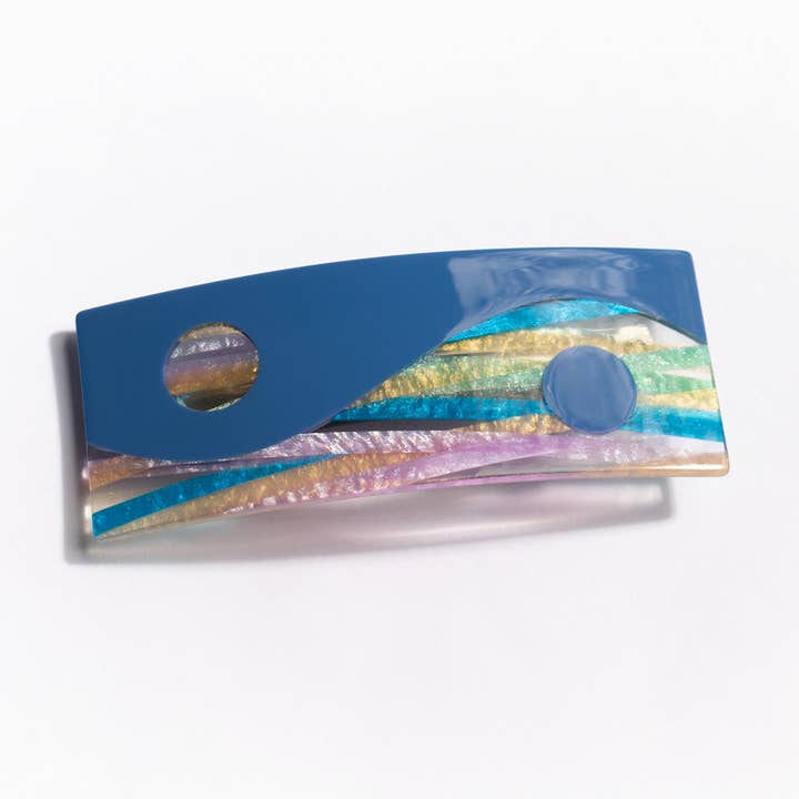 WINONA IRENE - Vente Barrette – femme - Pince à barrette française Yin Yang en acétate à rayures arc-en-ciel pour femmes0
