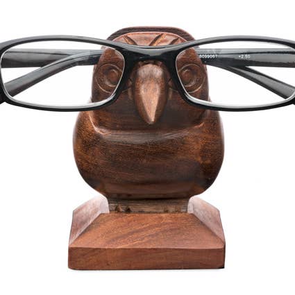 Matr Boomie Fair Trade - Wholesale Eyewear Cases & Holders - Unisex - Sparrow Eyeglass Holder Stand - Handcrafted Indian Rosewood0