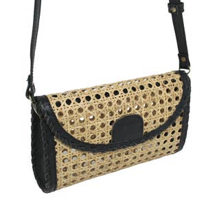 Raja Leather and Cane Sling Bag