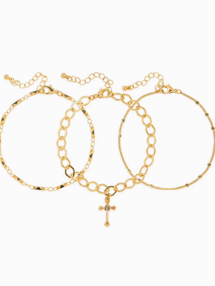 Ensemble de 3 bracelets à maillons croisés avec accents pour la vente par Sessori