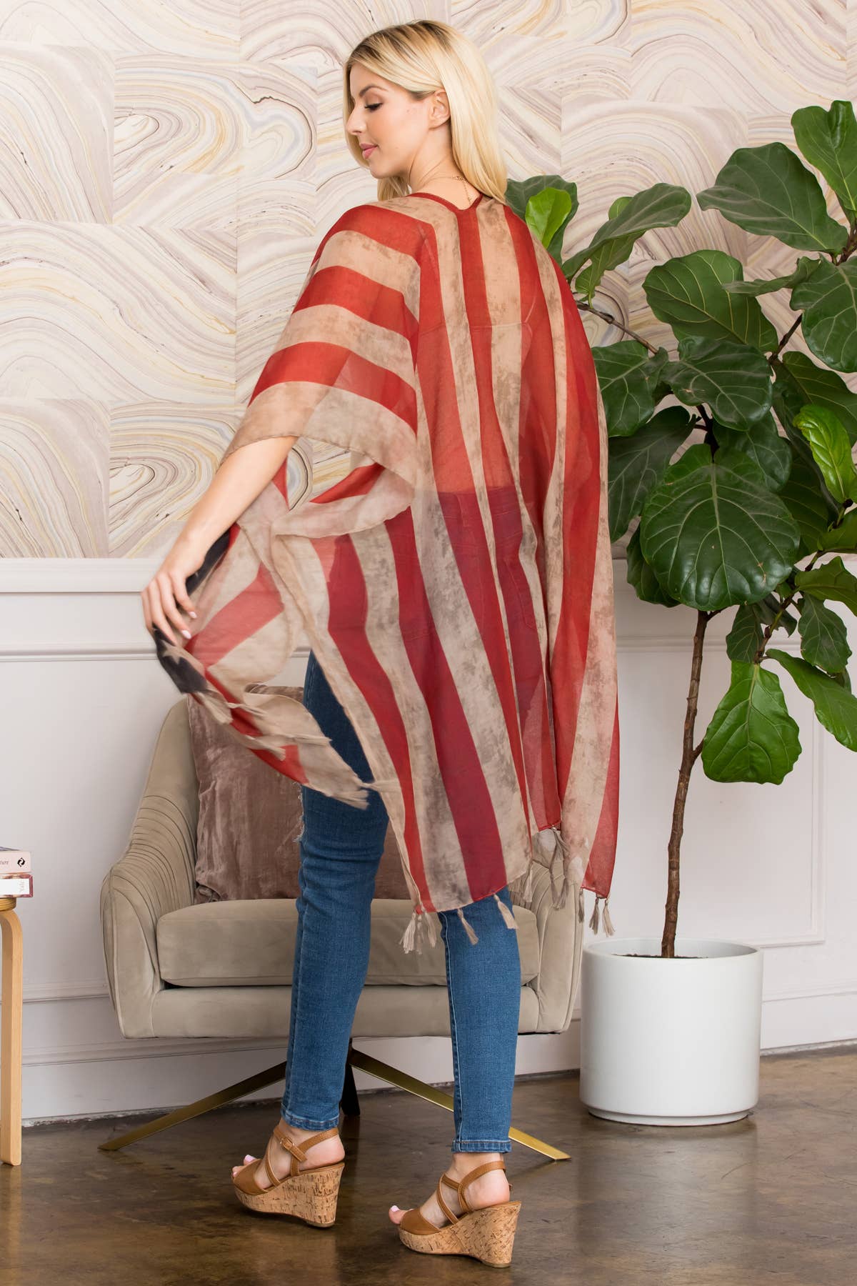 MYS Wholesale Inc - Wholesale Kimono - Women's - Vintage USA Flag Print Kimono4