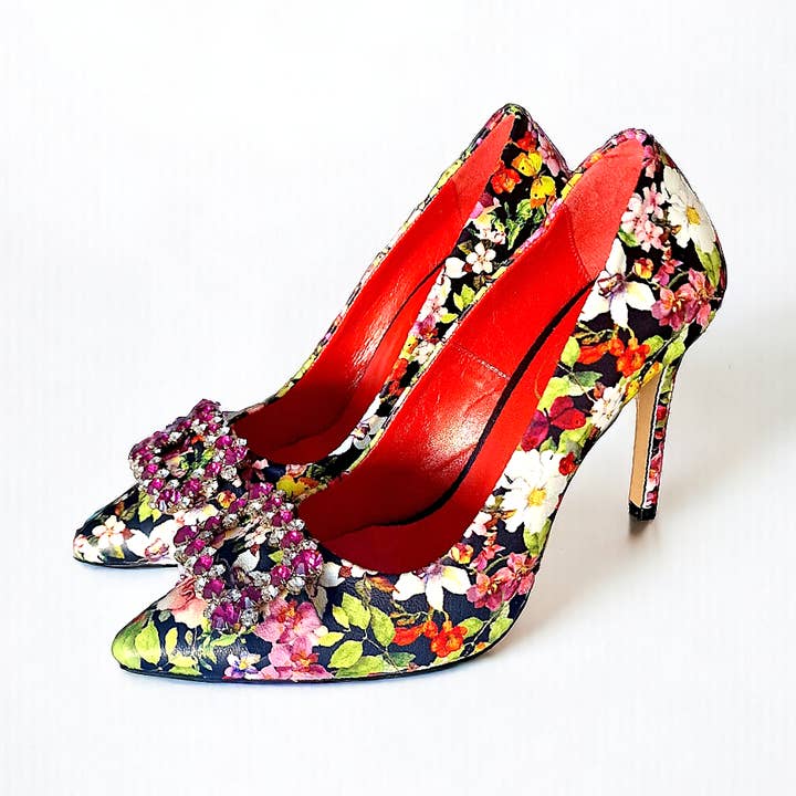 Multicolor Floral leather print with ornament Stiletto heels for wholesale by WOLF&ST.OZZY