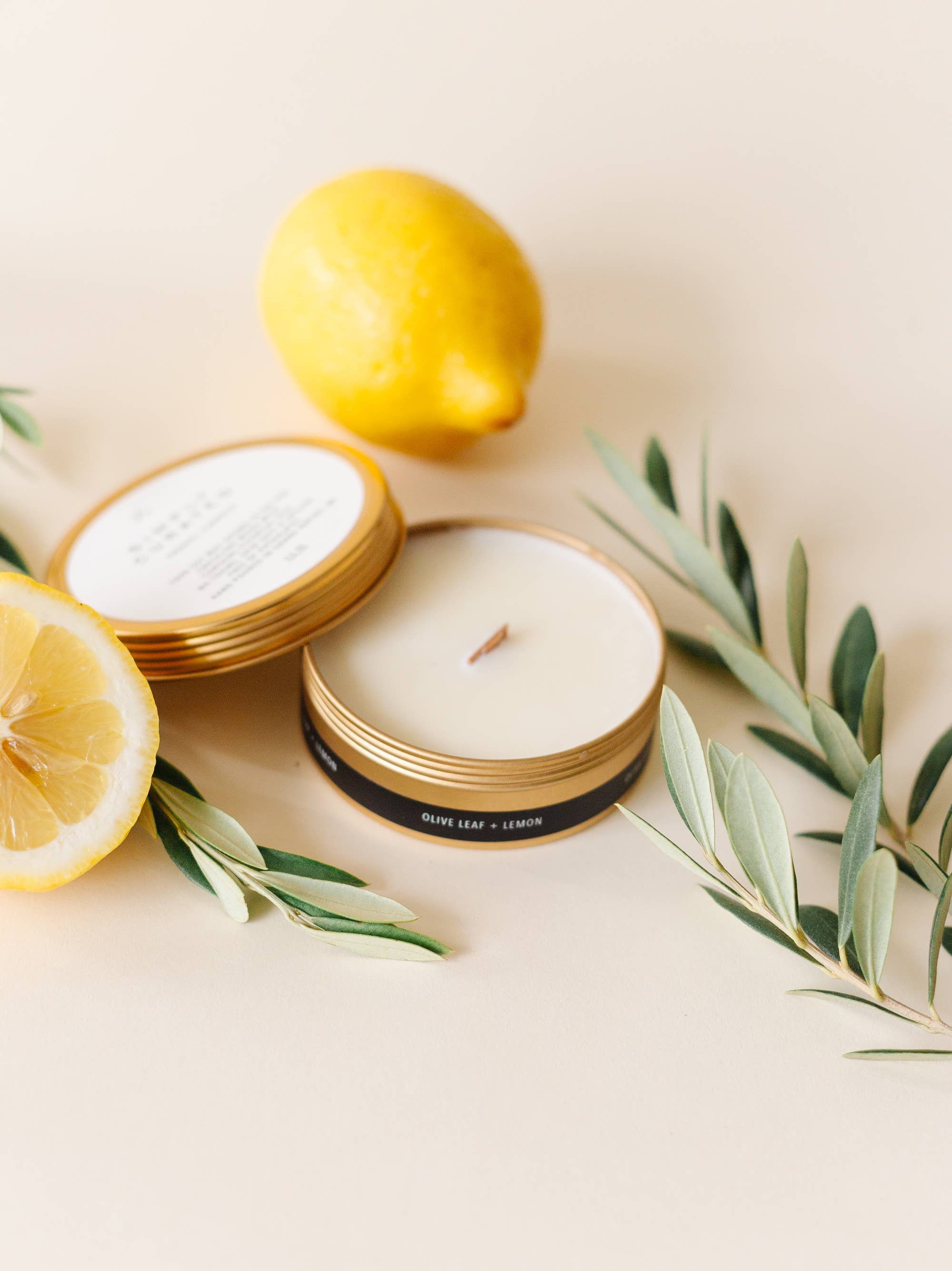 Simply Curated - Wholesale Travel Candles - Olive Leaf + Lemon - Soy Travel Candles1