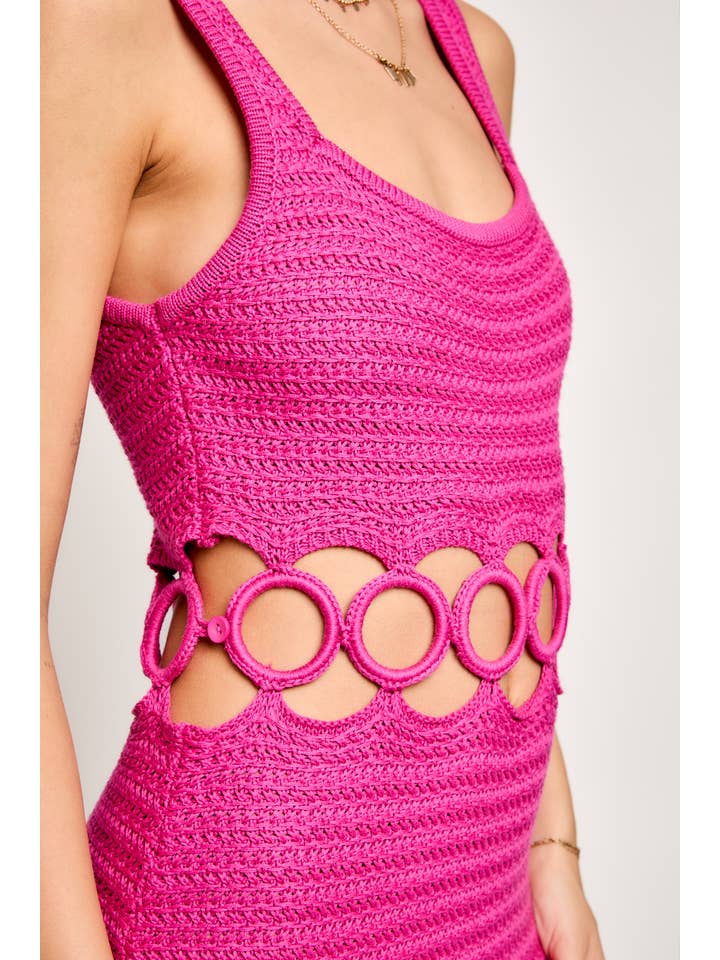 LE LIS - Wholesale Dress - Women's - SQUARE NECK SLEEVELESS CROCHET MIDI DRESS26