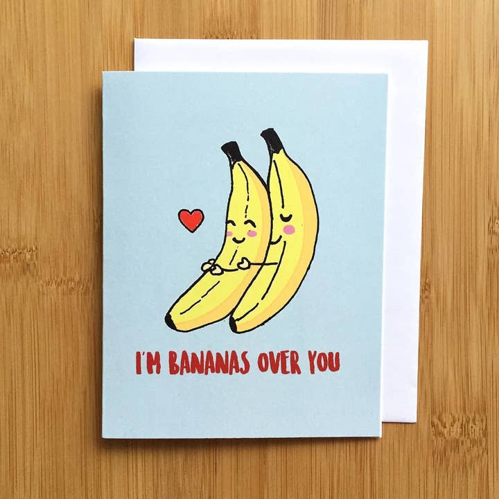 Papermain – Engroshandel Valentinsdagskort – Banan jubilæum valentines kort - bananer valentine, kærlighed kort, håndlavede A2 Valentinsdag kort