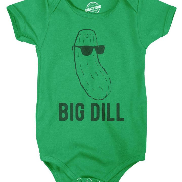 Body bébé "Big Dill" graphique alimentaire pour nourrisson et tout-petit pour la vente par Crazy Dog T-Shirts