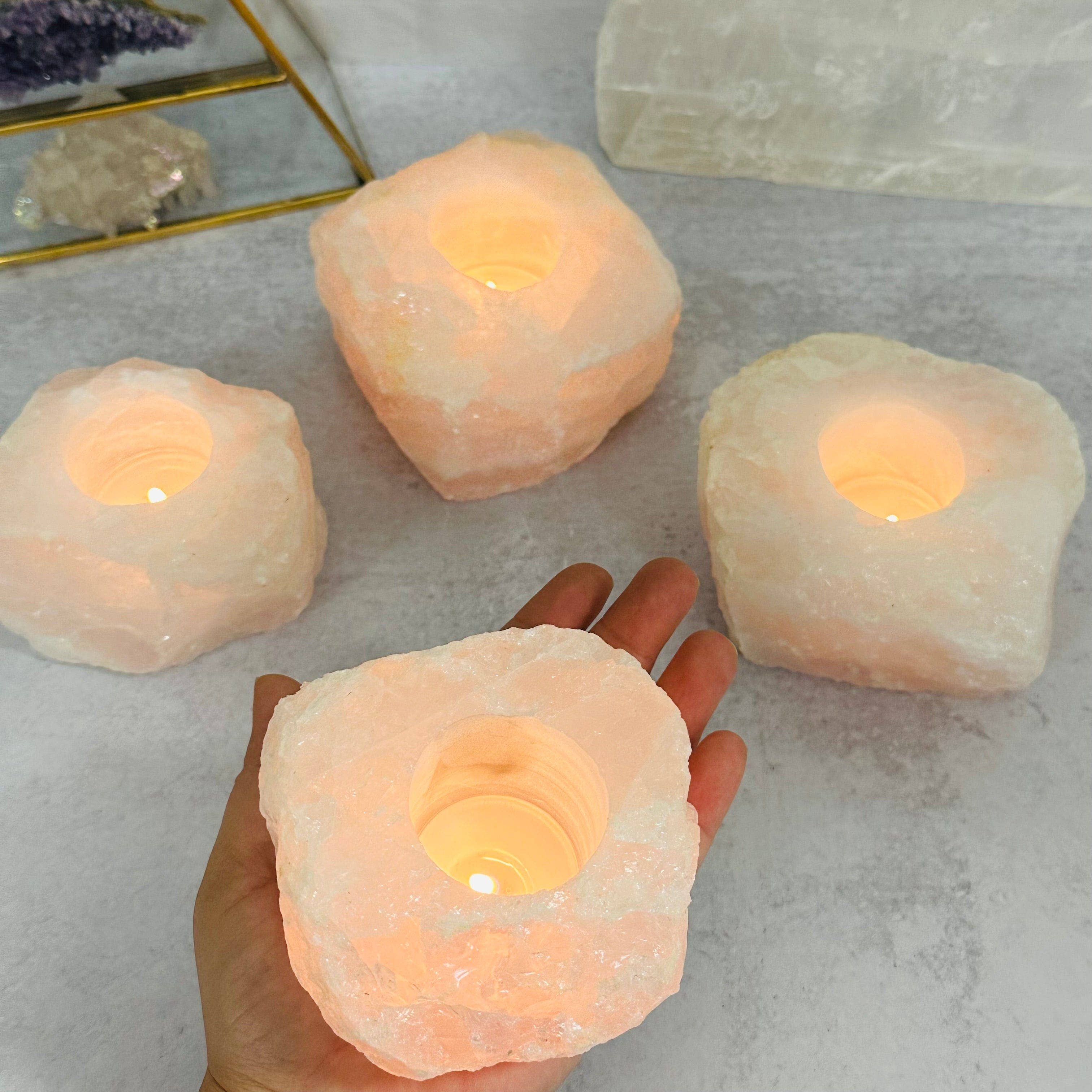 Rock Paradise - Wholesale Candle Holder - Rose Quartz "B" Grade Crystal Candle Holder0