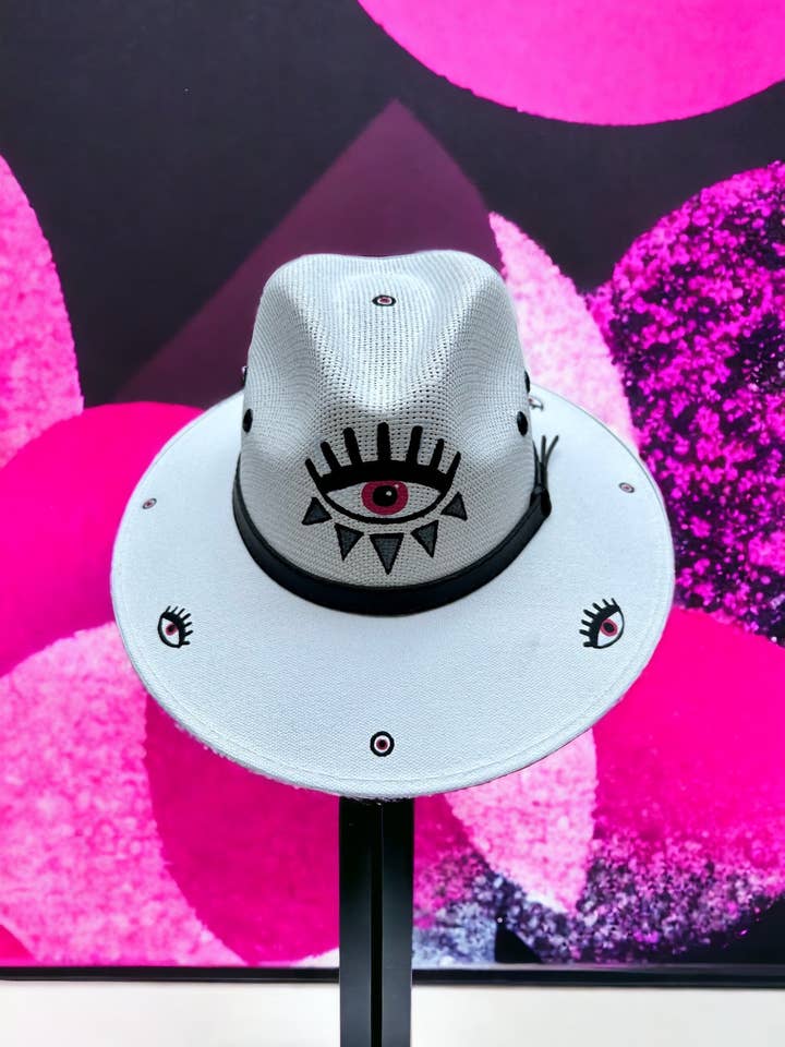 Chapéu de lona de juta pintado Eyes On Me por atacado de Bella Soul