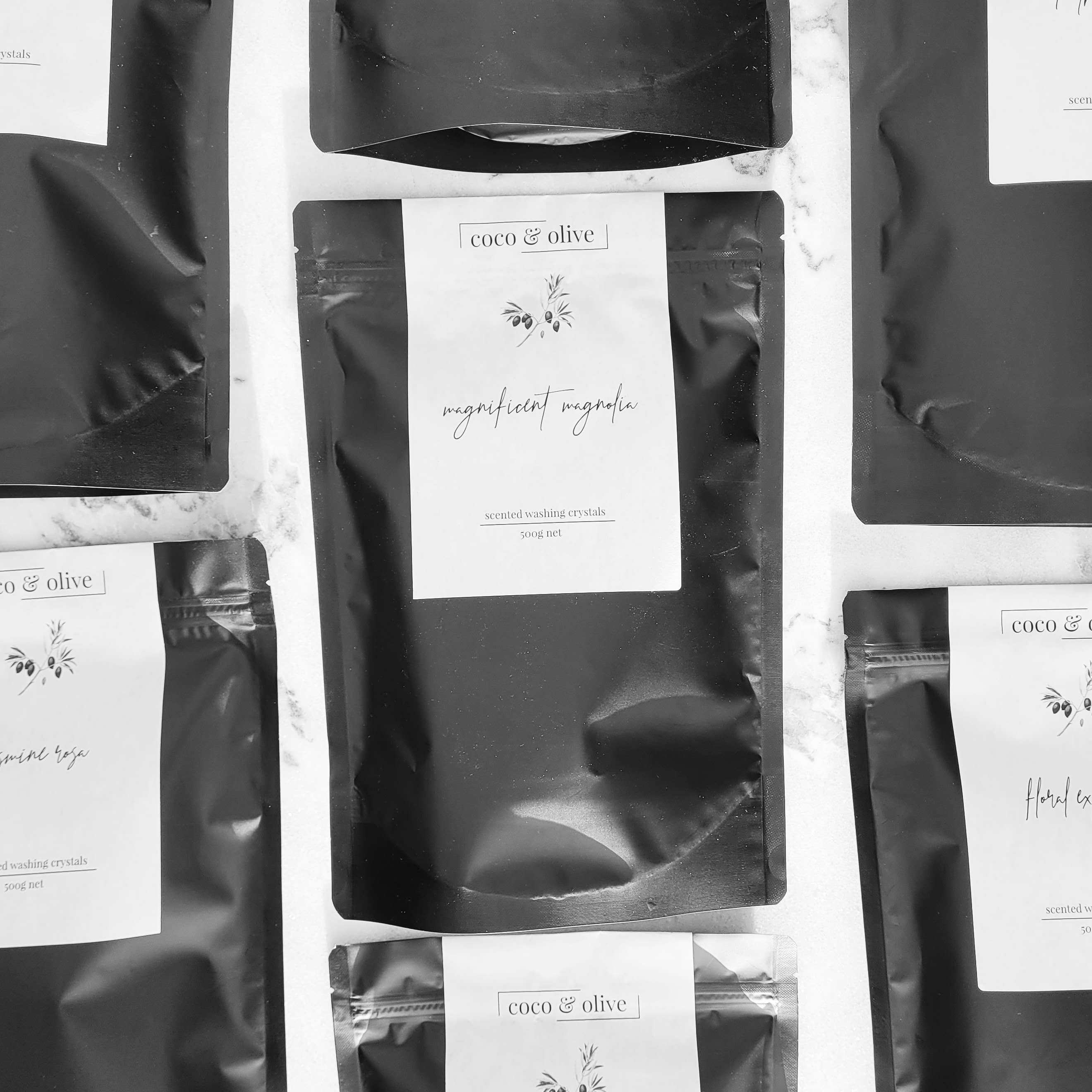 Coco & Olive - Wholesale Laundry detergent powder/pods - Magnificent Magnolia Scented Washing Crystals1