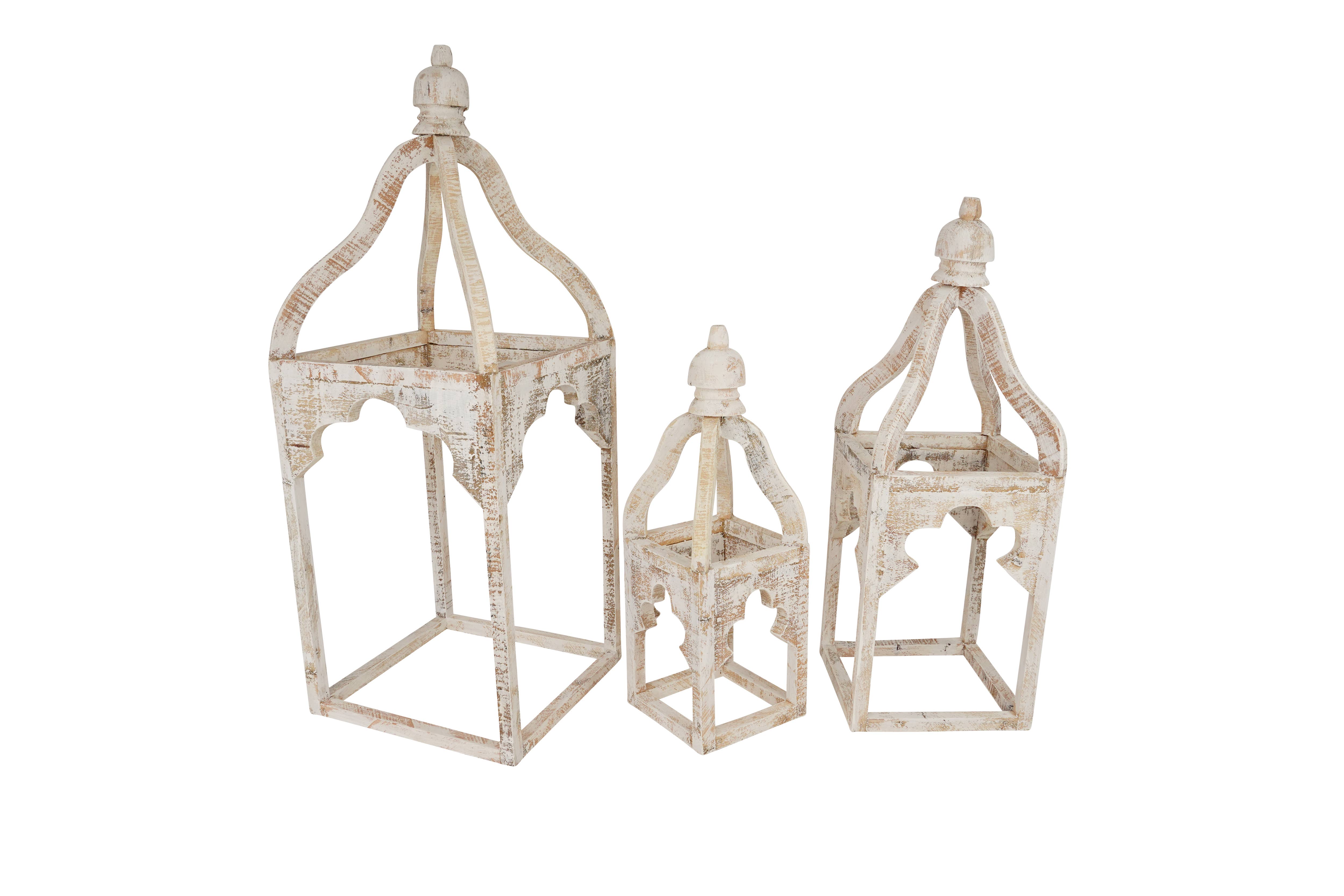 My Amigos Imports - Wholesale Lantern - Kota Farmhouse Wood Lantern-Set of 3- Lanterns-White-Beauty1