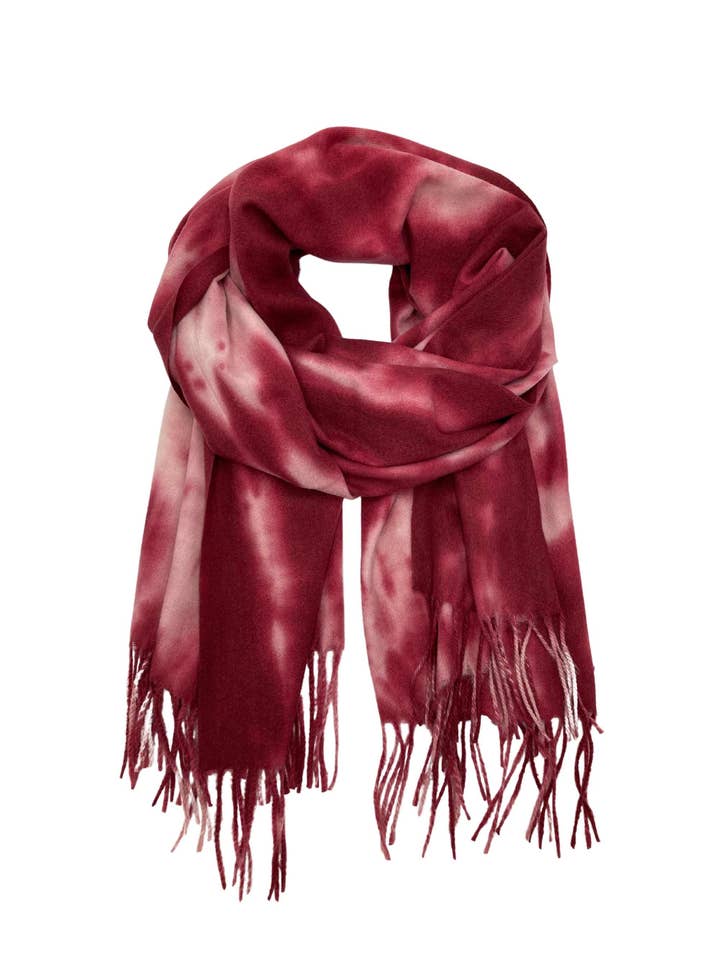 Leslii Schal Fransen Batik Dunkelrot Rosa für den Großhandel von Leslii