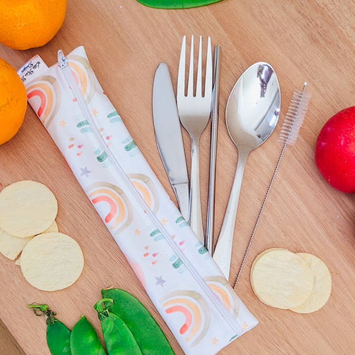 Regnbuer Bestik Pouch for engroshandel hos Little Miss M Designs