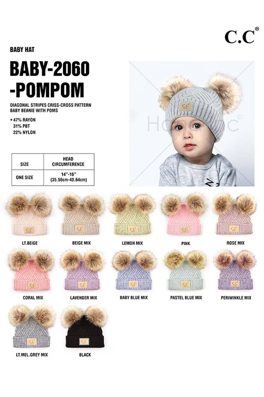 Hana - Vente Bonnet – enfant - Bonnet à motif à rayures diagonales C.C Baby15