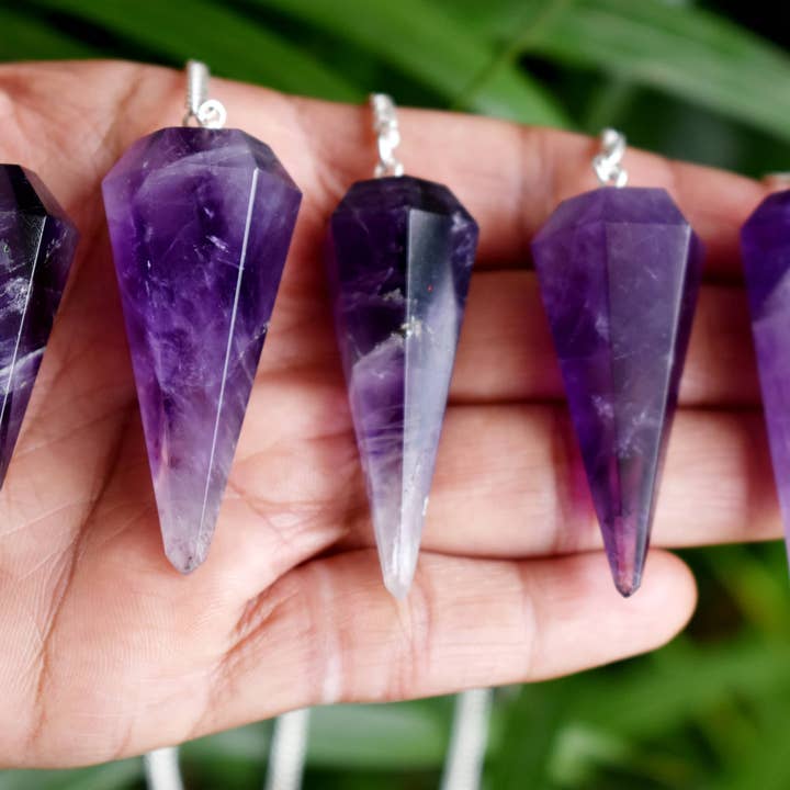 Soothing Crystals - Wholesale Spiritual Stone/Crystal - Dowsing Pendulum | Amethyst | Faceted Crystal Pendulum16
