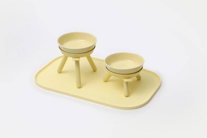Pets So Good - Wholesale Pet Bowl - Cat/Dog - OREO ELEVATED PET FEEDER TABLE . LEMON YELLOW . TALL7