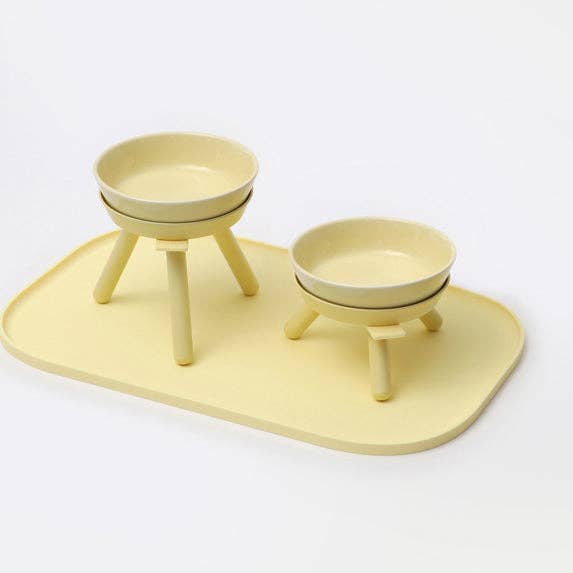 Pets So Good - Wholesale Pet Bowl - Cat/Dog - OREO ELEVATED PET FEEDER TABLE . LEMON YELLOW . TALL7