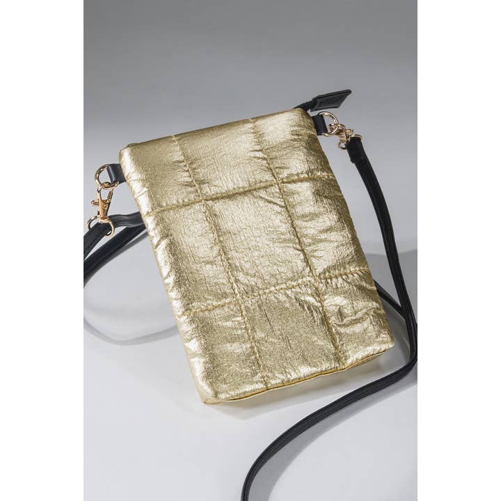 Gold Insulated Metallic Bubble Cross Body Bag for wholesale on Faire