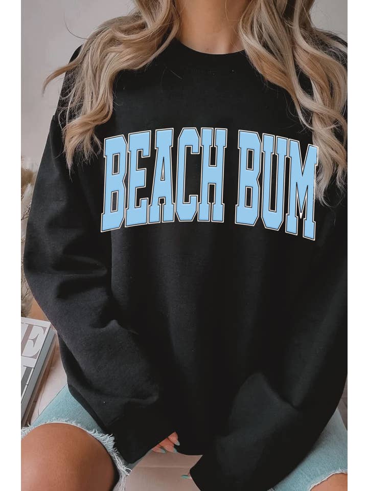 Rustee Clothing - Wholesale Graphic Sweatshirt - Women's - BEACH BUM PUFF GRAPHIC BRUSHED SWEATSHIRTS