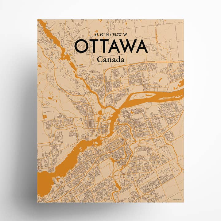 Affiche Carte de la ville d'Ottawa pour la vente par OurPoster.com