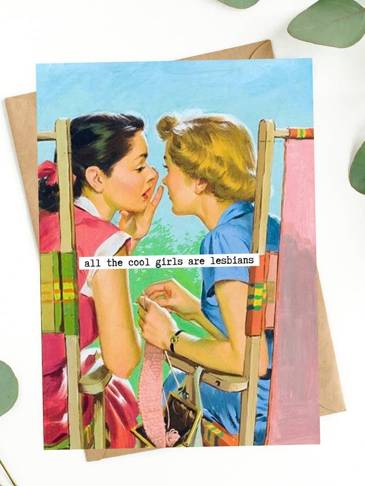 Cool Girls Lesbians MCM Lgbtq Gay Bi Pride Vintage Card for wholesale by TwistedGoods