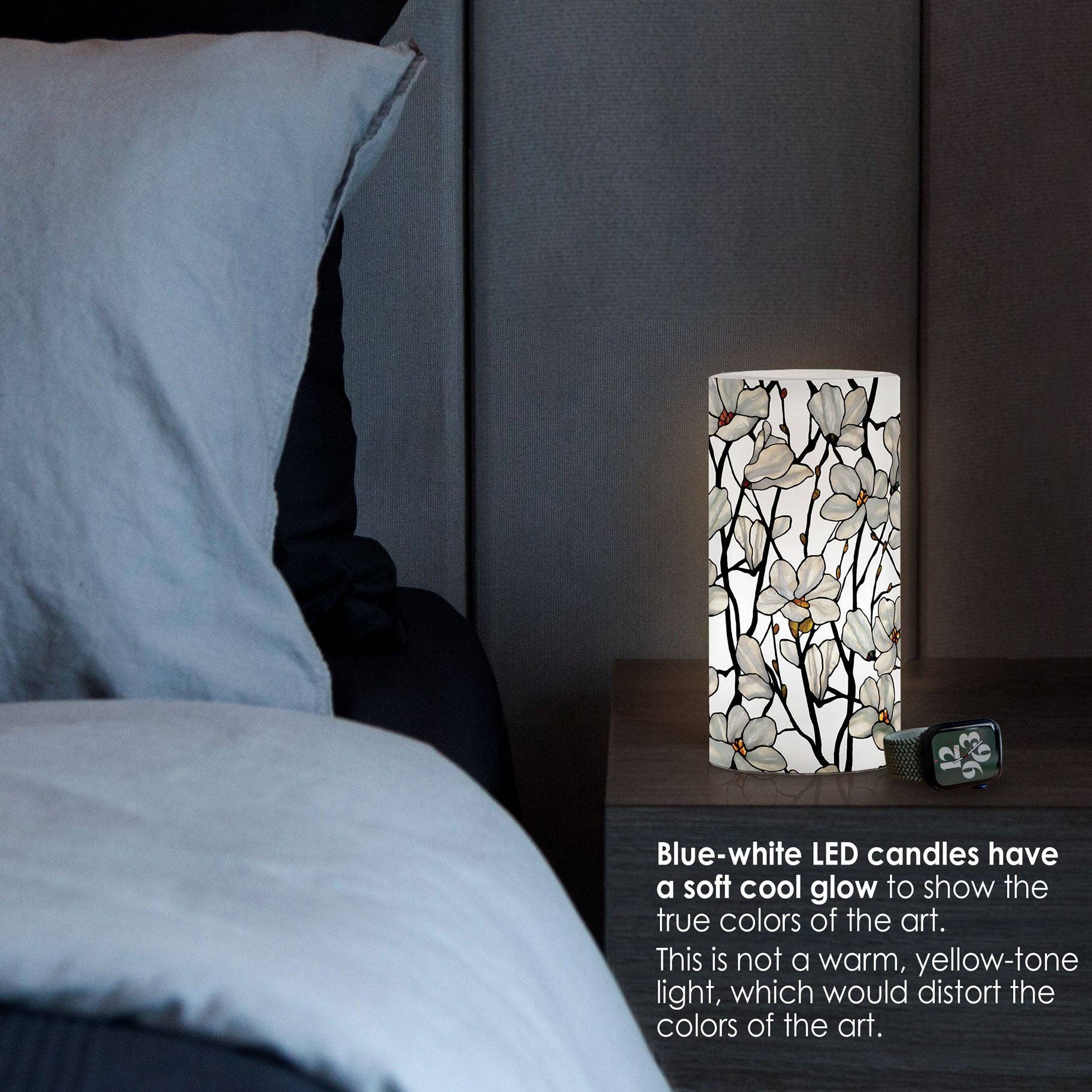 RainCaper - Wholesale Flameless Candle - Tiffany Magnolia 6" LED Candle – Battery Operated, Flickering1