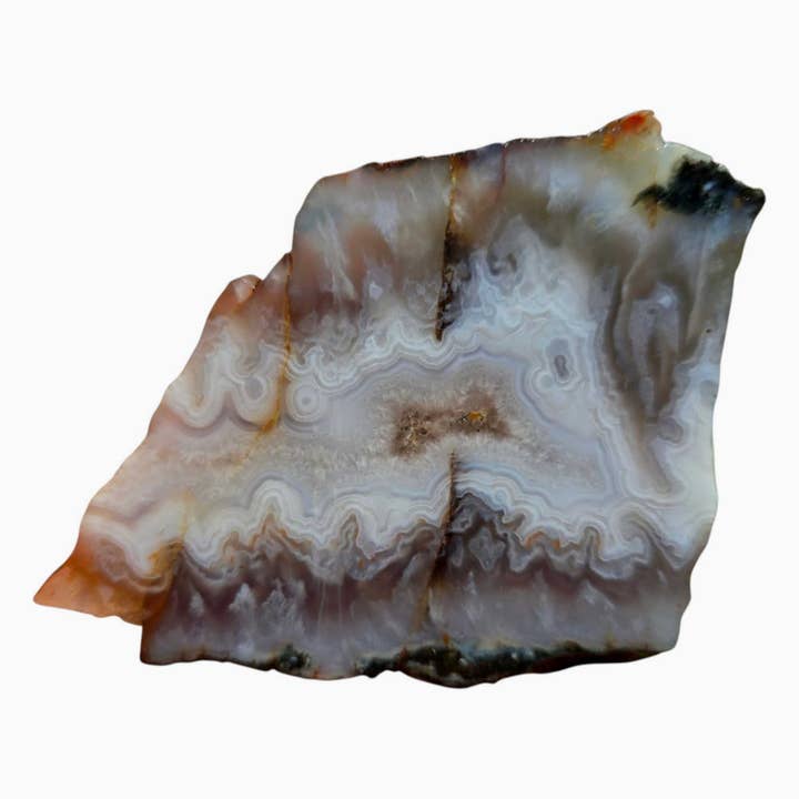 Ghost Seam Agate Slab – Eerie Fortification with Classic Moroccan Patterns for wholesale by Lapidary Central