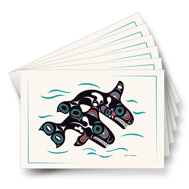Orcas - Sleeved Formline Art Cards (Dozen) for wholesale by The Shotridge Collection