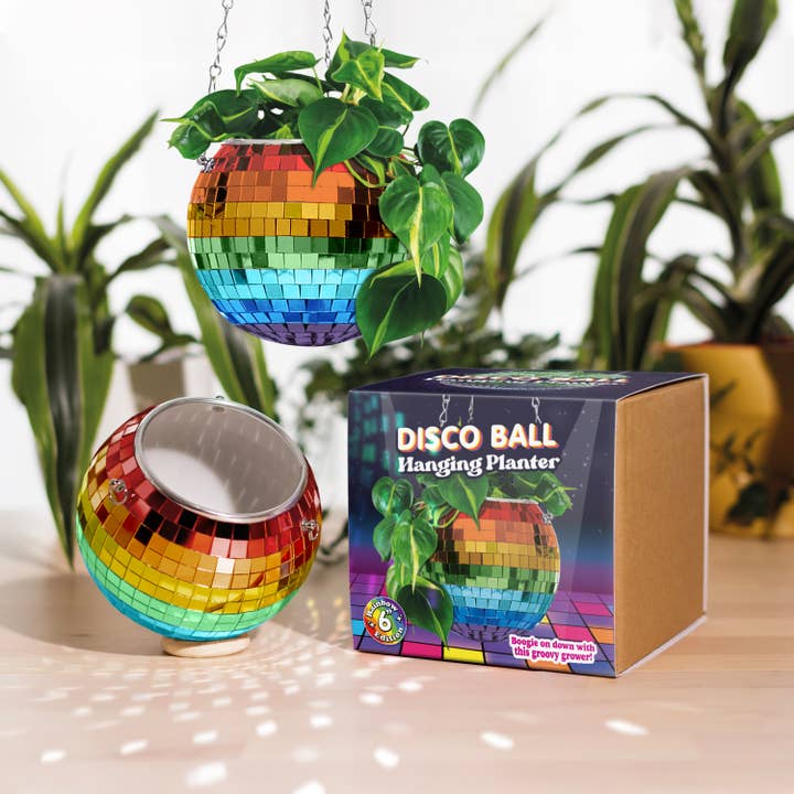 Bubblegum Stuff UK - Wholesale Hanging Planter - Disco Ball Hanging Planter - Rainbow (8in)