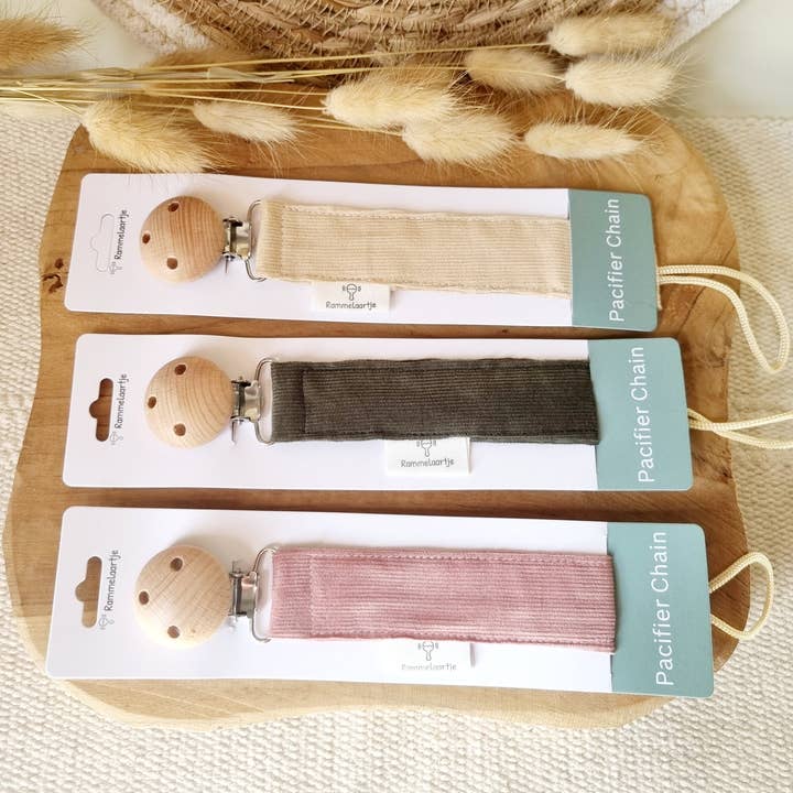 Rammelaartje - Wholesale Pacifier Clip - Baby - Basic corduroy pacifier clip - Beige4
