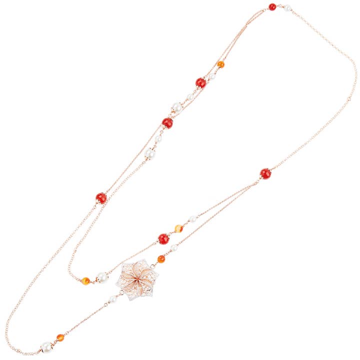 Bronze Necklace With Arg Glitter And BJ Pearls for wholesale by Ottaviani