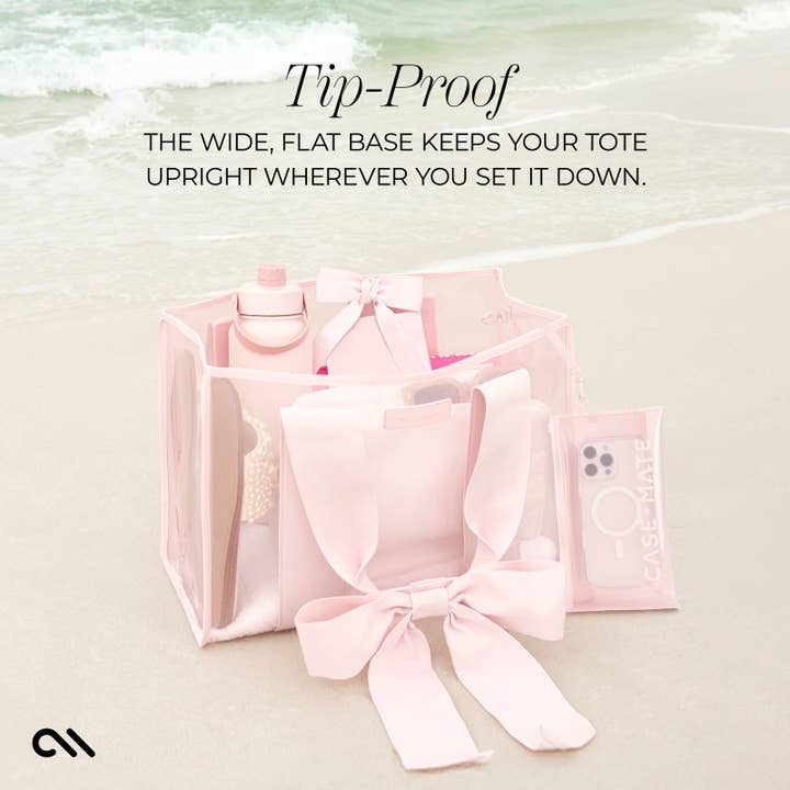 Ballet Pink Special Edition Bow Beach Tote With Phone Pouch for wholesale on Faire