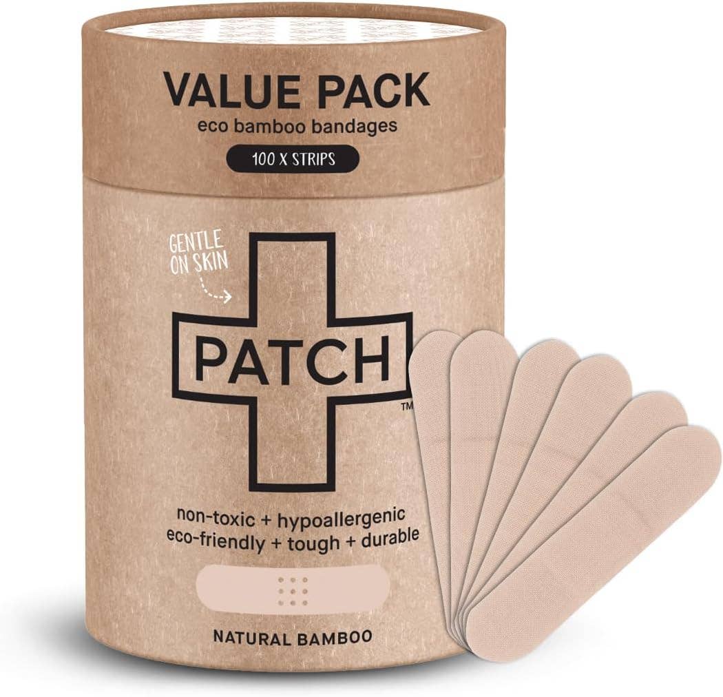 PATCH - Eco First Aid - Wholesale Bandaids/Bandages - PATCH VALUE PACK - 100 Natural Bamboo Bandages