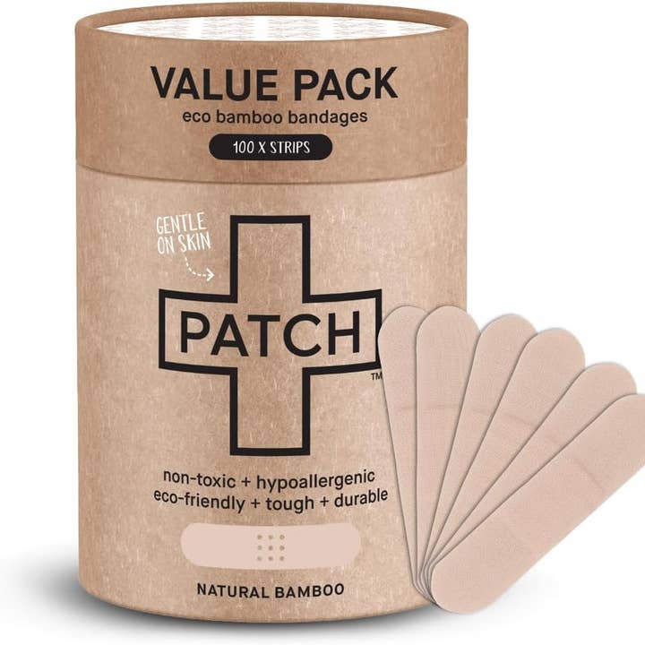 PATCH - Eco First Aid - Wholesale Bandaids/Bandages - PATCH VALUE PACK - 100 Natural Bamboo Bandages0