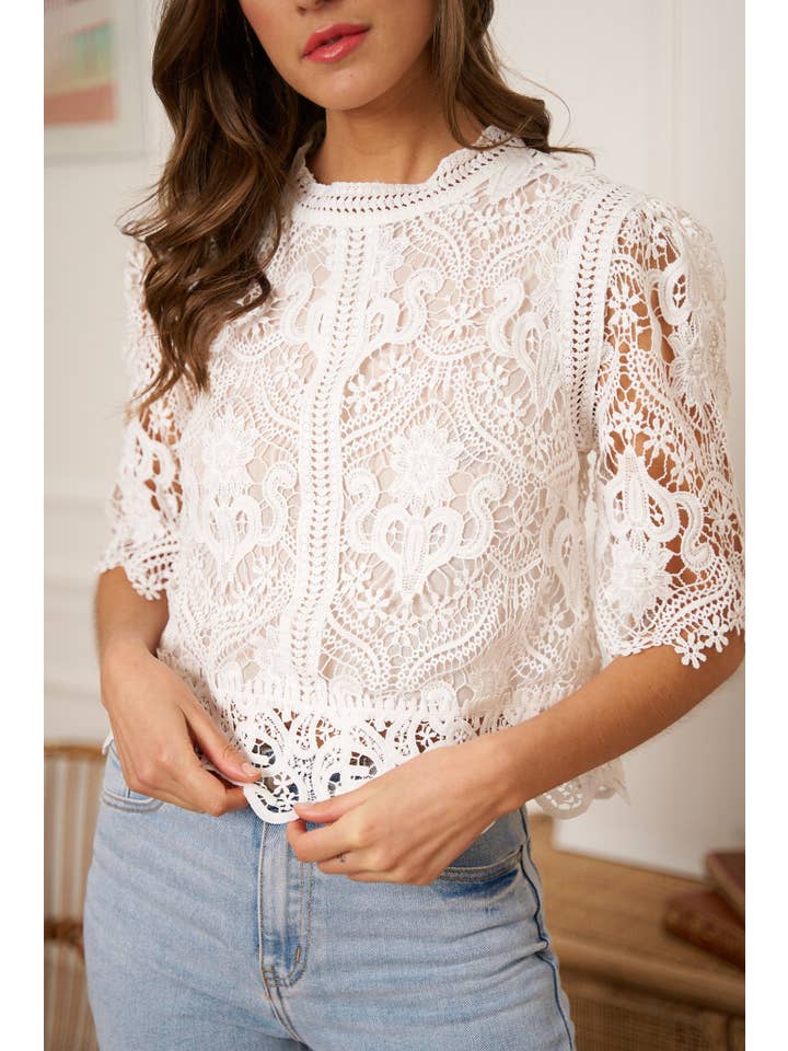 CHOKLATE PARIS - Wholesale Blouse - Women's - Eléanore short sleeve lace top - 80973