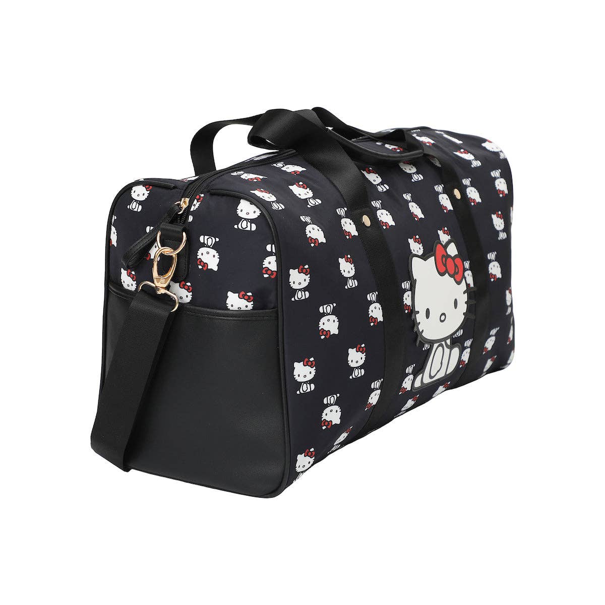 Bioworld Merchandising - Wholesale Weekender Bag - Women's - Hello Kitty AOP Black Travel Duffle Bag2