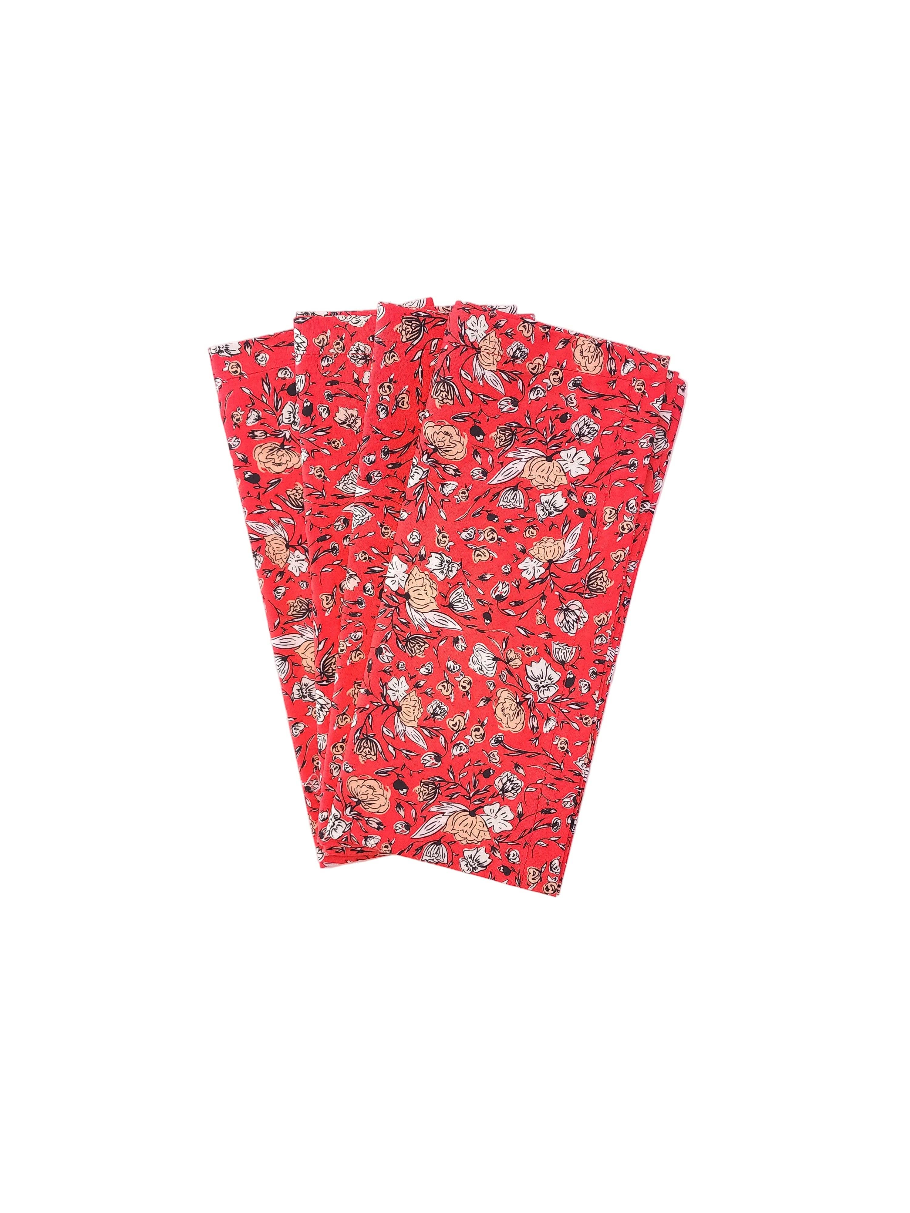 90 West Linen Co. - Wholesale Dinner & Cloth Napkin - Vibrant Red Floral Cloth Napkins, Set of 411