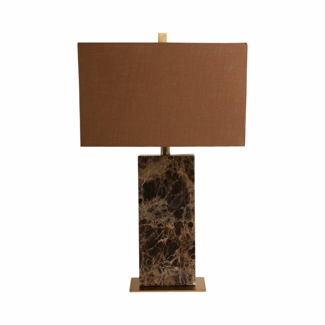 Sagebrook Home - Wholesale Accent/Desk Lamp - Table Lamp - Brown Marble Fabric Rectangular Base, 26 in.3